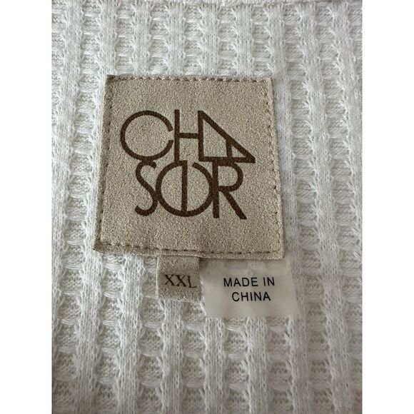 Chaser Top Women XXL Beige Long Sleeve Waffle Knit Cozy Blouse Stretch Classic - Picture 3 of 11
